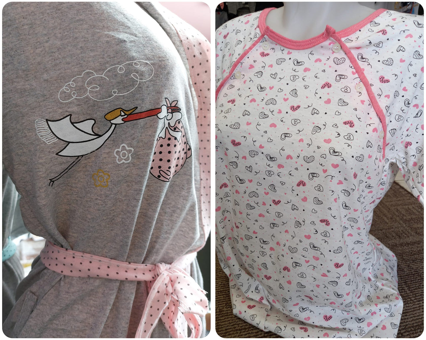 KOMPLET ZA TRUDNICE - SET OGRTAČ I 2 SPAVAĆICE KRATKIH RUKAVA