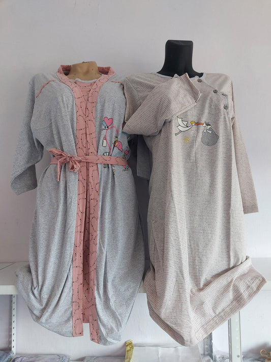 KOMPLET ZA RODILIŠTE 3 DIJELA OGRTAČ + SPAVAĆICA KRATKIH RUKAVA + SPAVAĆICA DUGAČKIH RUKAVA