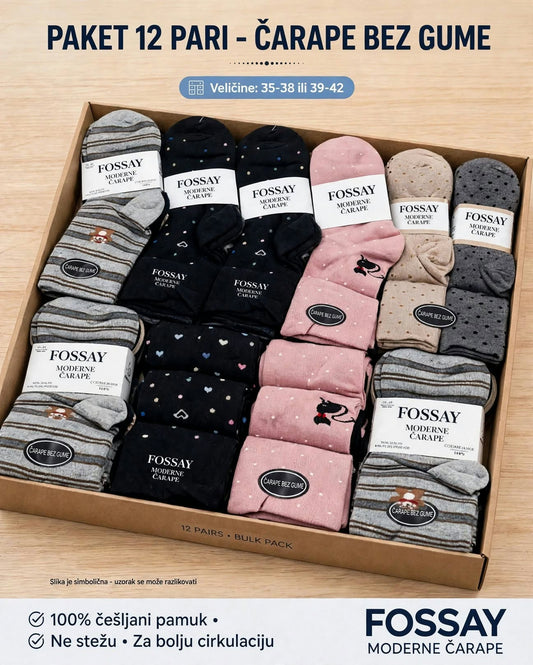 ČARAPE PAKET OD 12 PARI - ZA CIRKULACIJU